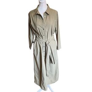 Xirena Army Green Lawson Shirt Dress Womens M Button Front Maxi Cotton Made USA